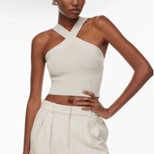 Aritzia Babaton‎ Sculpt Knit Criss Cross Cropped Tank Top